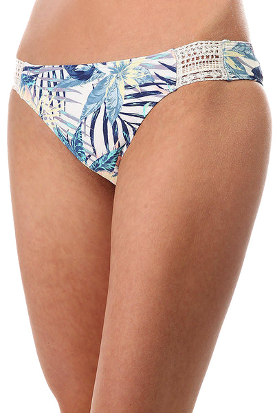 Roxy White/Blue/Multi Sea-Lovers Tropical-Print Surfer Crochet Bikini Bottom