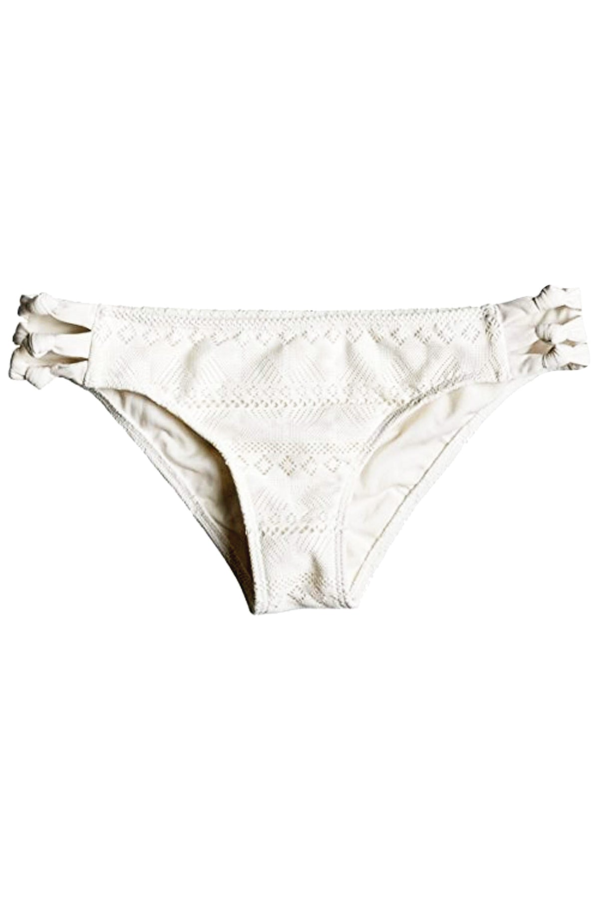 Roxy White Drop-Diamond Crochet/Knotted 70's Bikini Bottom