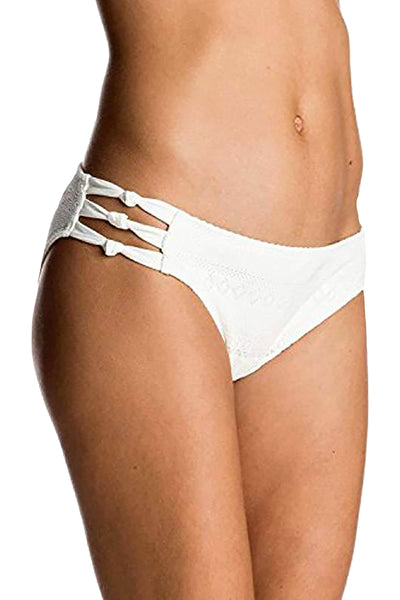 Roxy White Drop-Diamond Crochet/Knotted 70's Bikini Bottom