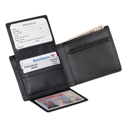 Royce New York Bifold Wallet With Zippered Coin Slot Black thumbnail 2