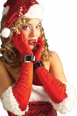 Rubies Costume Red Satin Miss Santa Gloves thumbnail 2