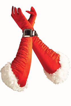 Rubies Costume Red Satin Miss Santa Gloves thumbnail 1