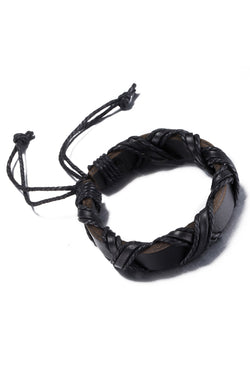 Rubique Black Leather Infinity Wrap Bracelet thumbnail 2