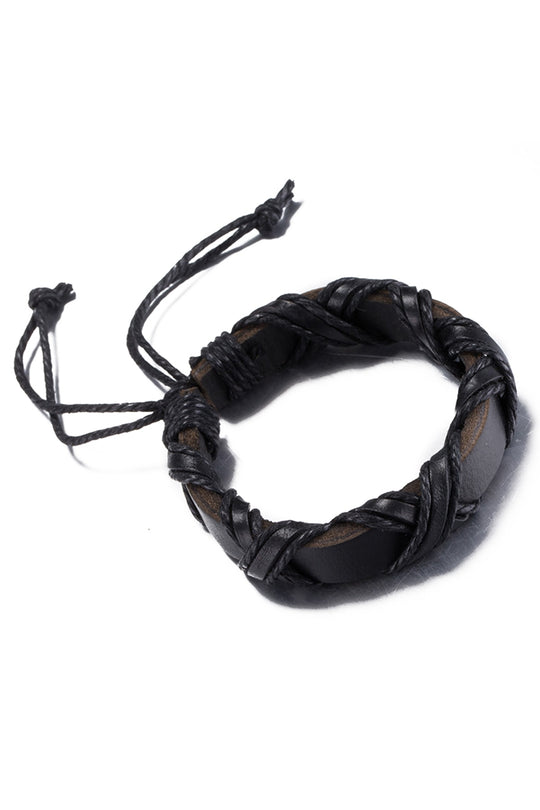 Rubique Black Leather Infinity Wrap Bracelet