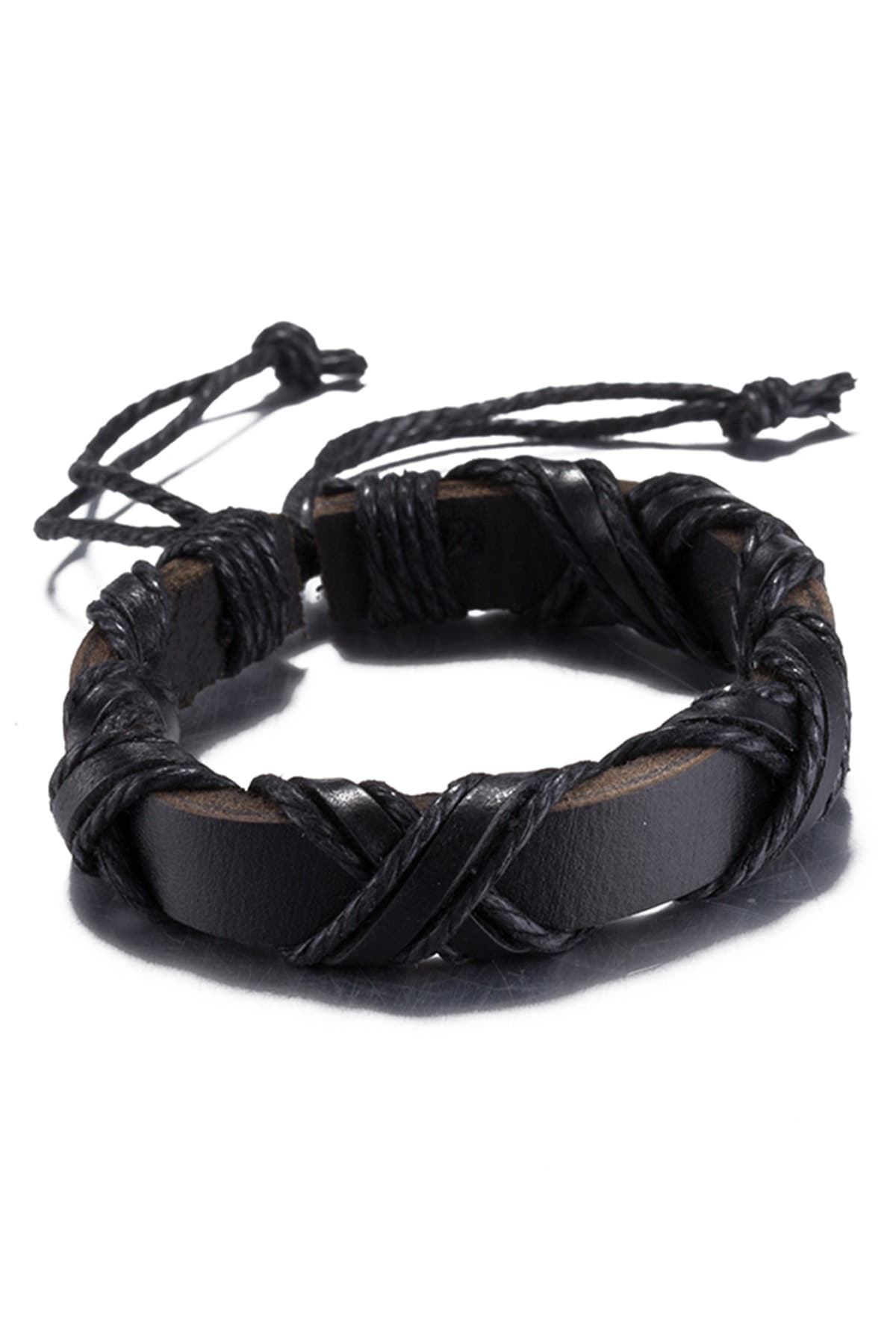 Rubique Black Leather Infinity Wrap Bracelet