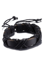Rubique Black Leather Infinity Wrap Bracelet