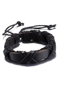 Rubique Black Leather Infinity Wrap Bracelet thumbnail 1