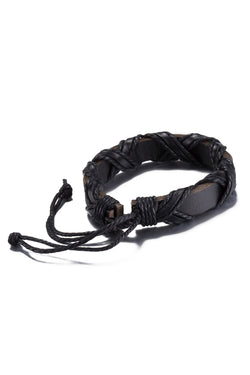 Rubique Black Leather Infinity Wrap Bracelet thumbnail 3