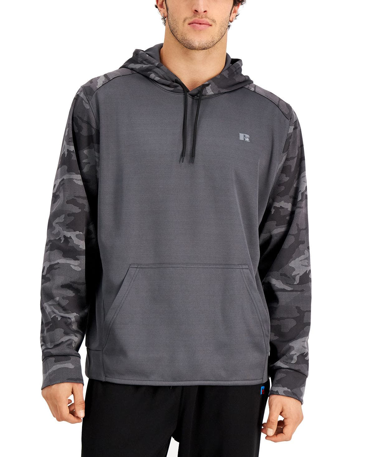 Russell Athletic Dot-camo Colorblocked Fleece Hoodie Gravel