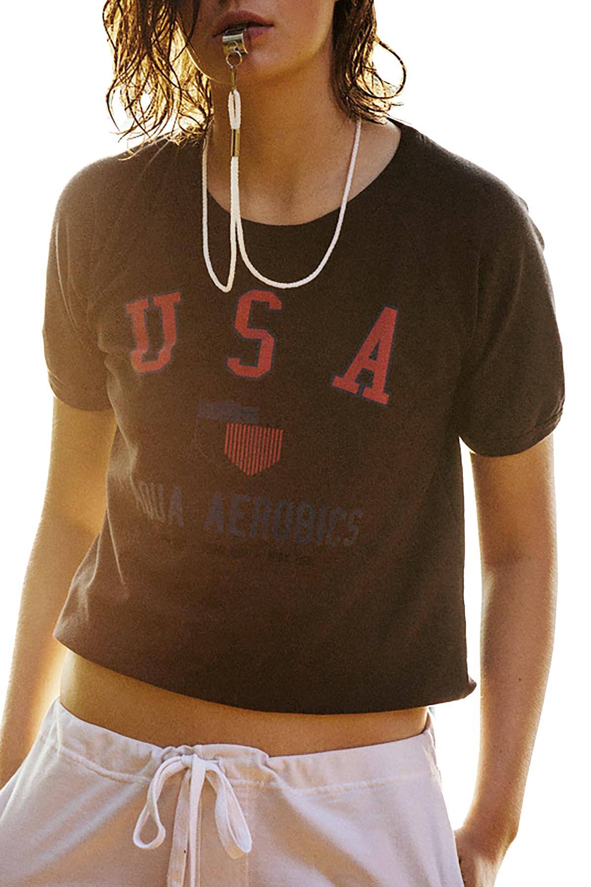 Rxmance Unisex Black USA Aerobics S/S Sweatshirt