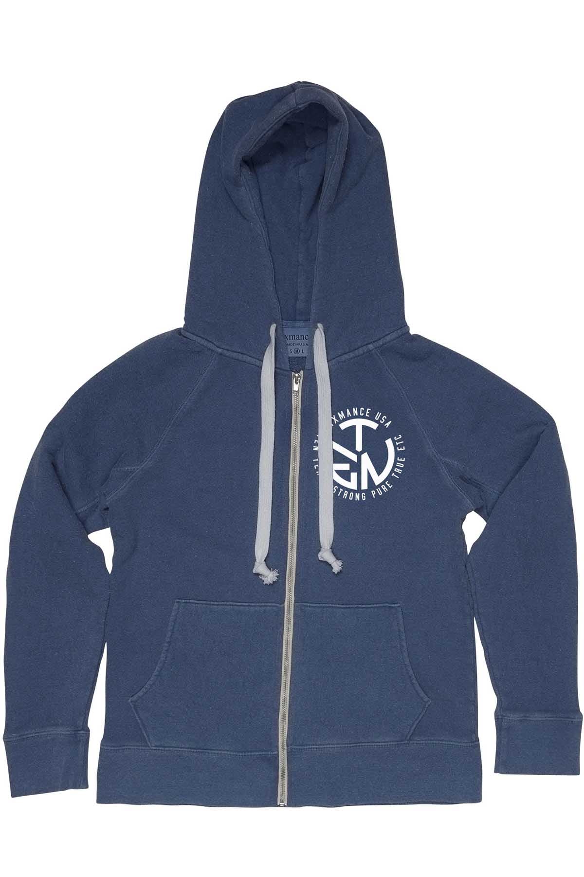 Rxmance Unisex Denim-Blue Circle-Ten Zip Hoody