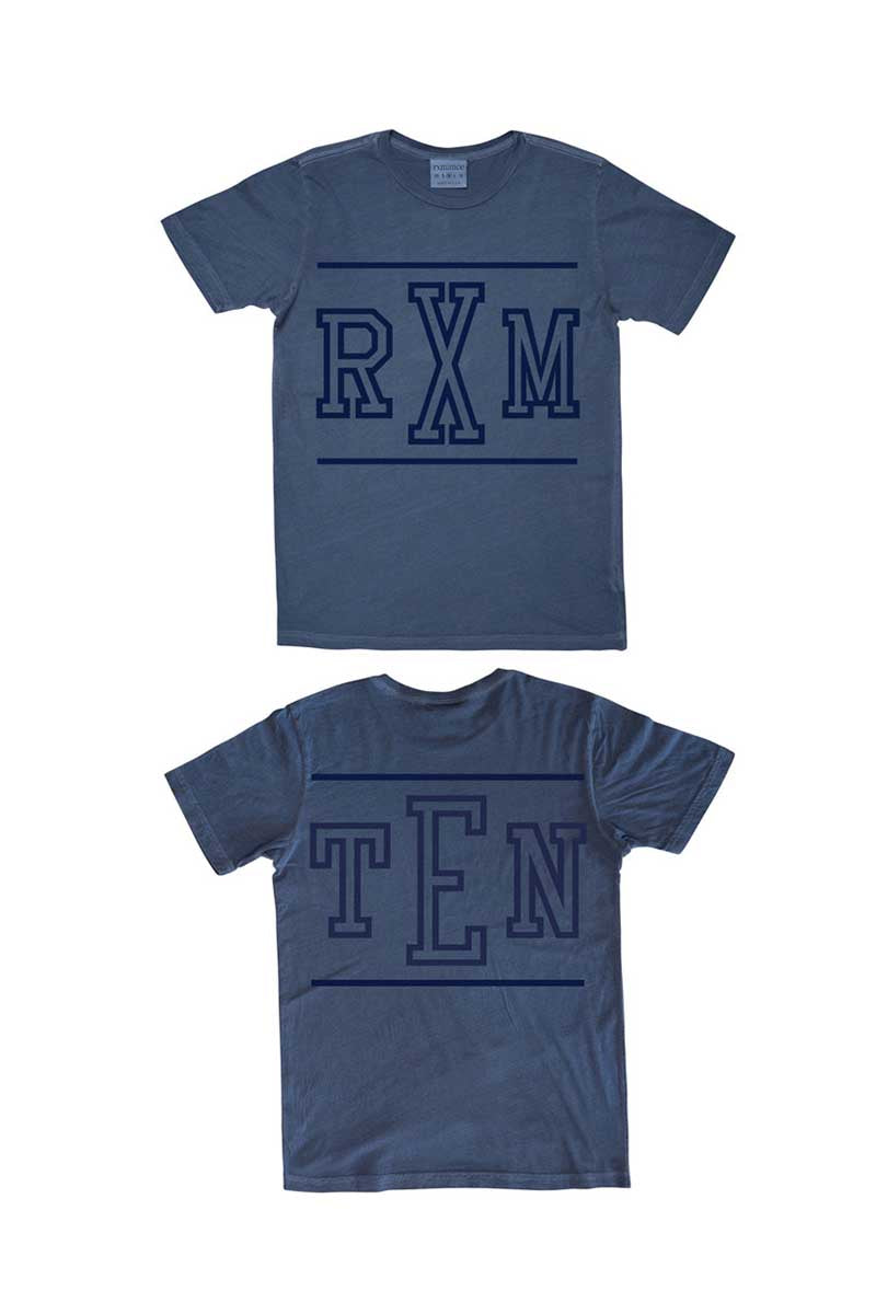 Rxmance Unisex Denim Blue Front/Back 'RXM Ten' Tee
