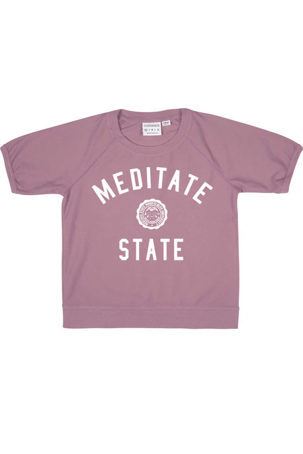 Rxmance Unisex Faded-Rose Meditate-State Loose-Knit Short-Sleeve Tee