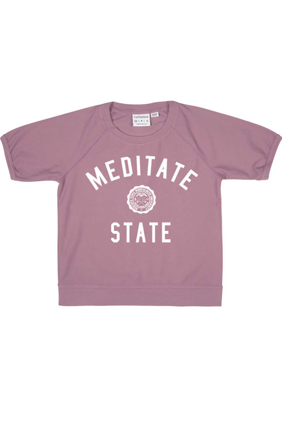 Rxmance Unisex Faded-Rose Meditate-State Loose-Knit Short-Sleeve Tee