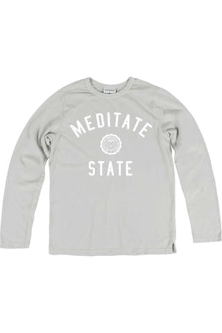 Rxmance Unisex Fog Grey Meditate State Loose Knit Long Sleeve Tee