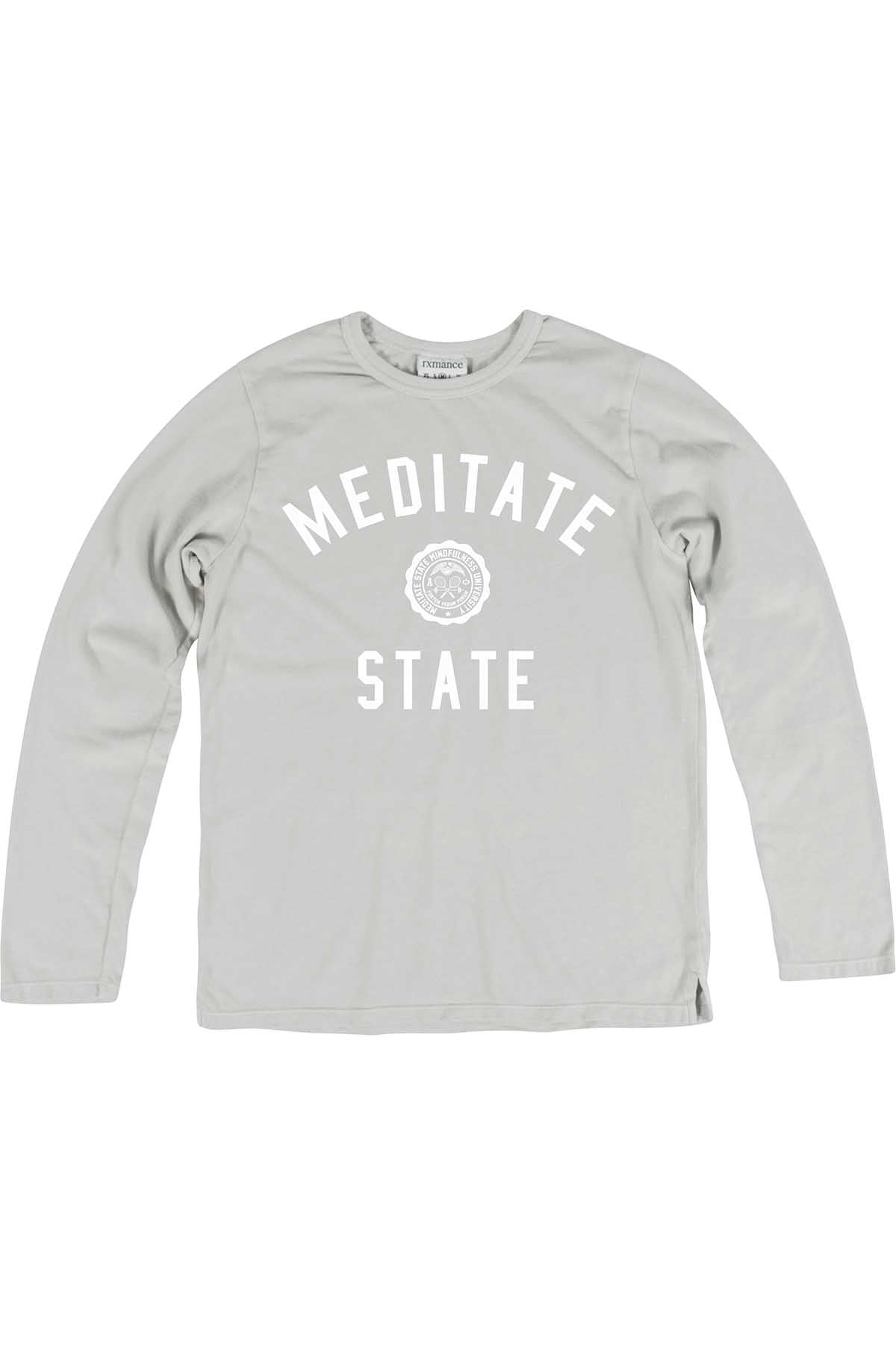 Rxmance Unisex Fog Grey Meditate State Loose Knit Long Sleeve Tee