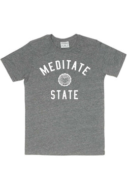 Rxmance Unisex Grey Meditate State Crew Tee thumbnail 1