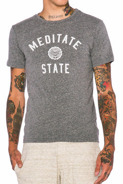 Rxmance Unisex Grey Meditate State Crew Tee thumbnail 4