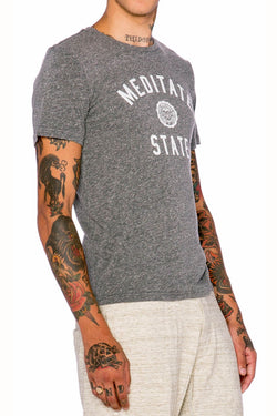 Rxmance Unisex Grey Meditate State Crew Tee thumbnail 2