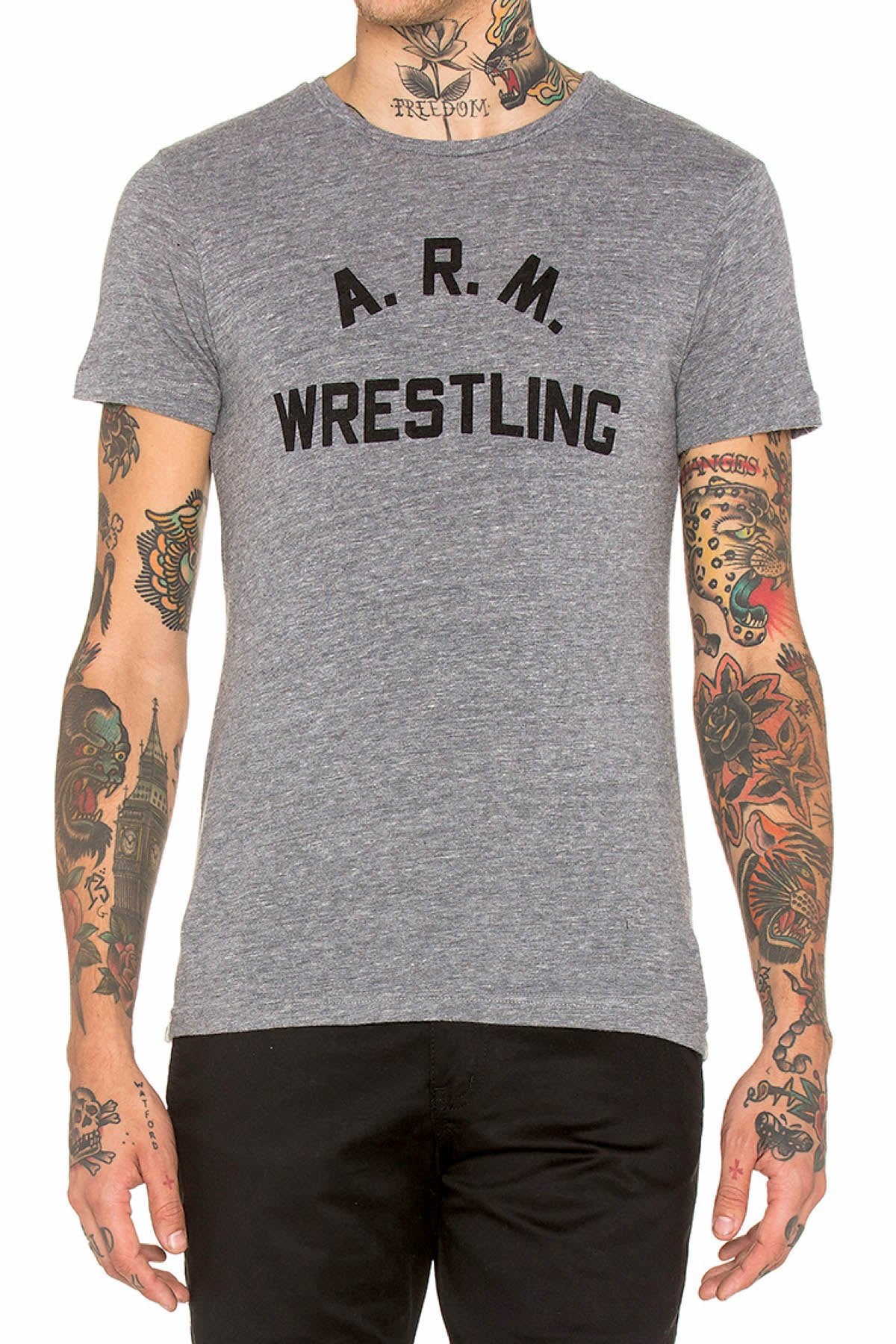 Rxmance Unisex Heather Grey 'Arm Wrestling' Tee