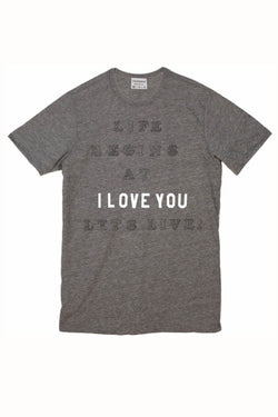 Rxmance Unisex Heather Grey 'Lets Live' Tee thumbnail 1