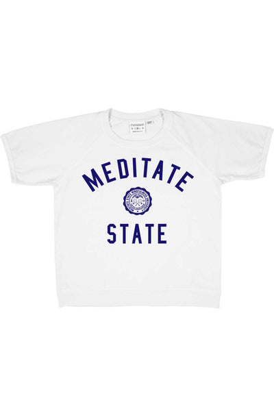 Rxmance Unisex White Meditate State Loose Knit Short Sleeve Tee