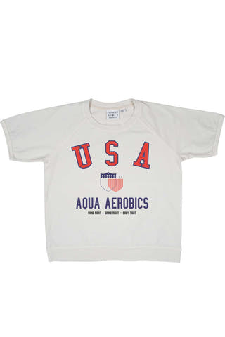 Rxmance Unisex White Sand USA Aerobics Short Sleeve Sweatshirt