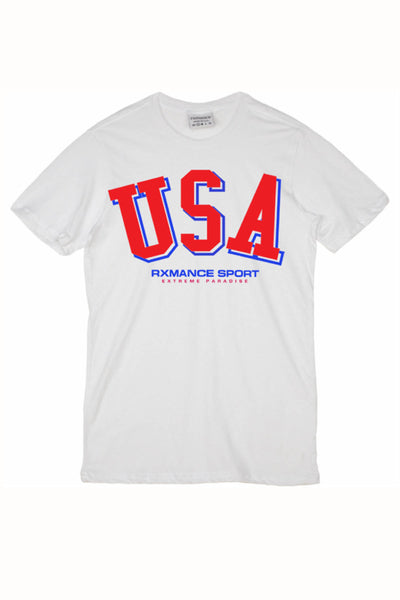 Rxmance Unisex White 'USA' Tee