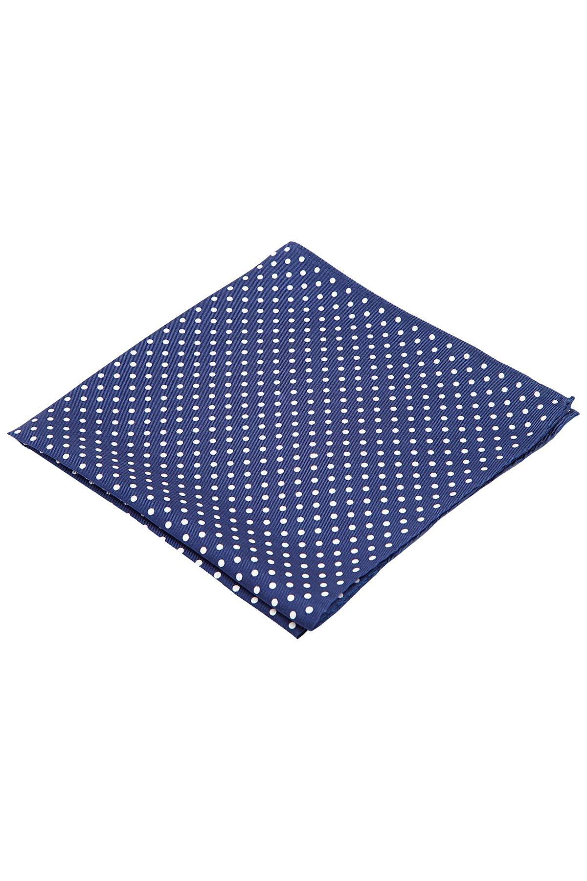 Ryan Seacrest Distinction Navy/White Style-Dot Silk Pocket Square