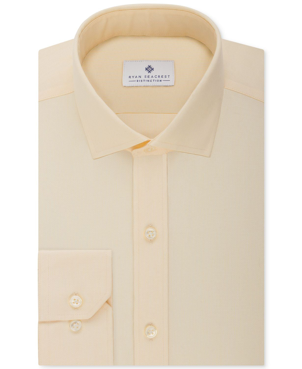 Ryan Seacrest Distinction Slim-fit Non-iron Solid Dress Shirt Banana Cream