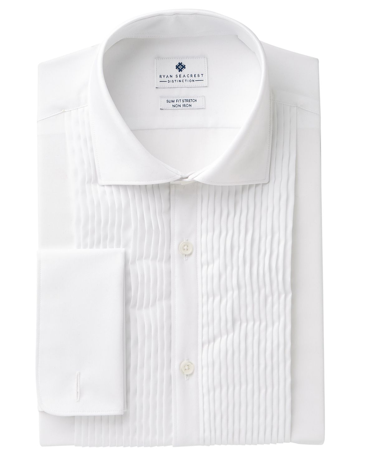Ryan Seacrest Distinction Slim-fit Stretch Non-iron White French Cuff Tuxedo Dress Shirt White Tux Shirt