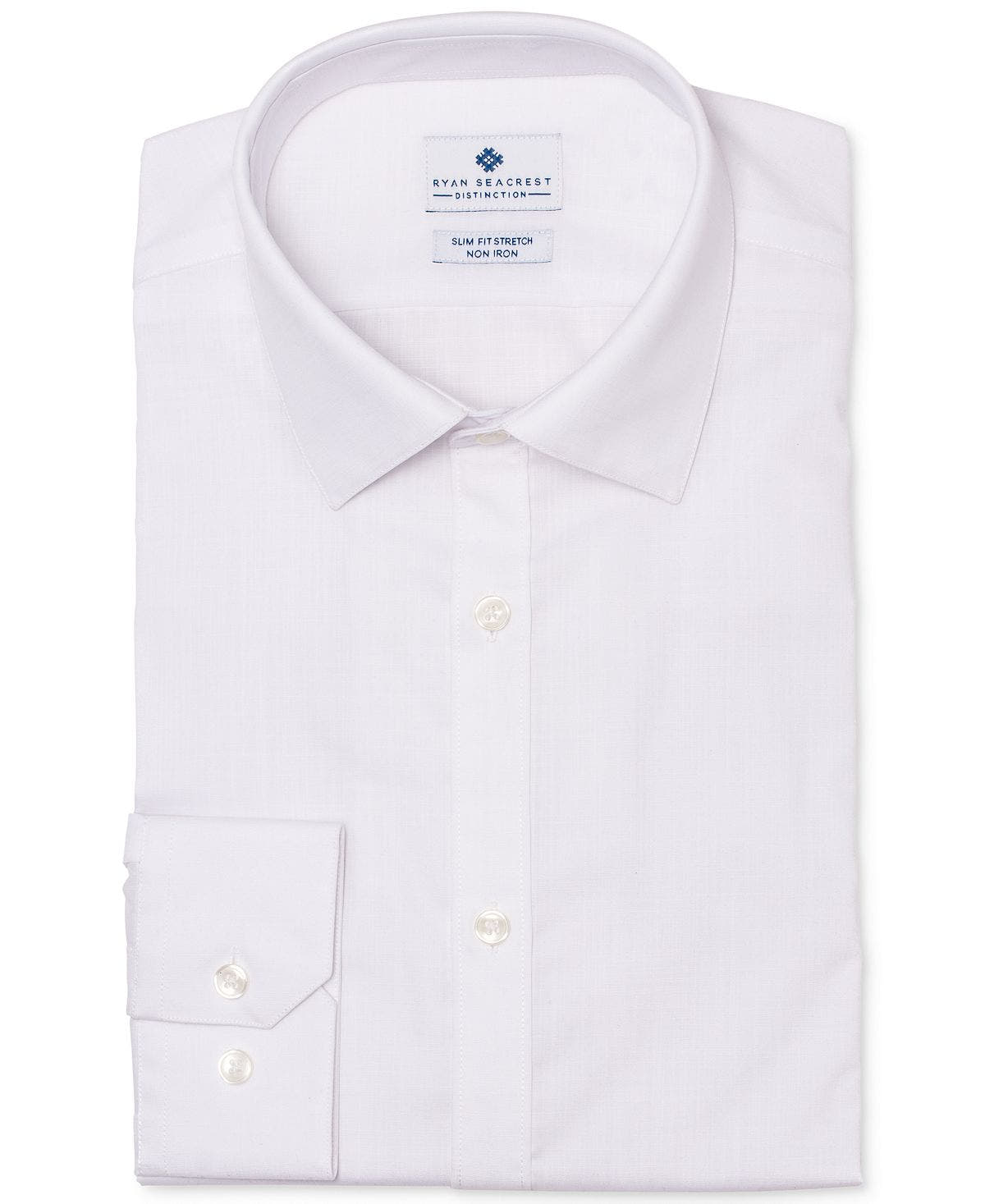 Ryan Seacrest Distinction  Ultimate Slim-fit Non-iron Performance Stretch White Dress Shirt White