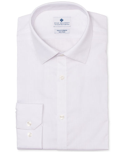 Ryan Seacrest Distinction  Ultimate Slim-fit Non-iron Performance Stretch White Dress Shirt White