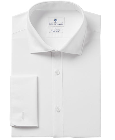 Ryan Seacrest Distinction ™ Ultimate Slim-fit Non-iron Performance White Dress Shirt White Popplin French Cuff