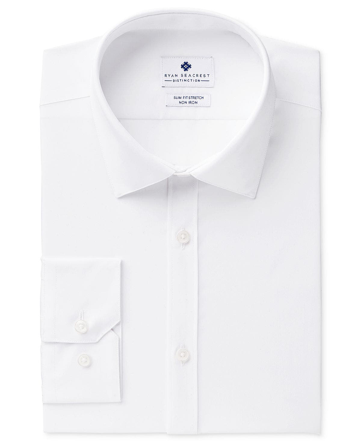 Ryan Seacrest Distinction ™ Ultimate Slim-fit Non-iron Performance White Dress Shirt White Popplin