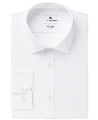 Ryan Seacrest Distinction ™ Ultimate Slim-fit Non-iron Performance White Dress Shirt White Popplin