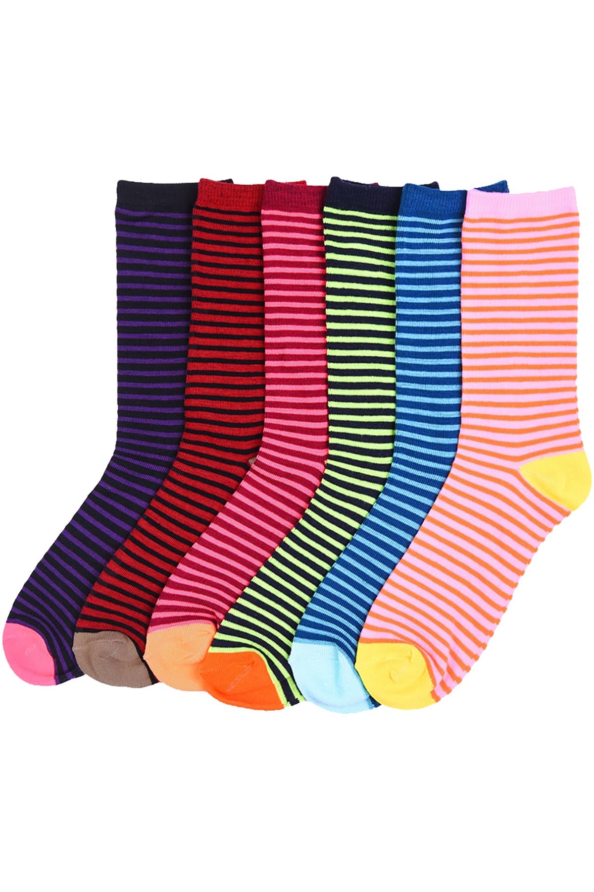 SPAK 6-Pack Colorful Striped Light Weight Crew Socks