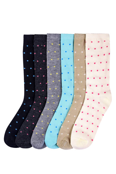 SPAK 6-Pack Polka Dot Light Weight Crew Socks