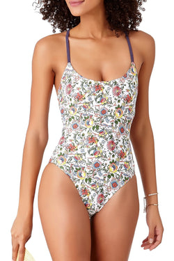 STUDIO Anne Cole White/Multi Happy-Strappy Floral-Print One-Piece Swimsuit thumbnail 2