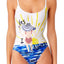 STUDIO Anne Cole White/Multi Yes-I-Cannes Graphic One-Piece Swimsuit