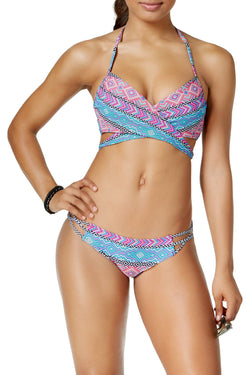 SUNDAZED Simone Bra Sized Underwire Wrap Bikini Top in Truly Tribal thumbnail 1