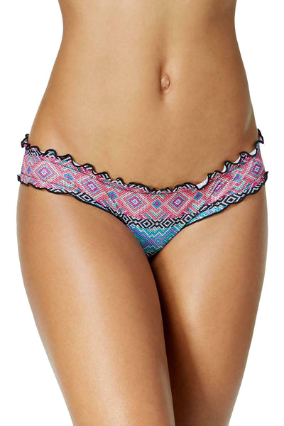 SUNDAZED Truly Tribal Mermaid Ruffled Cheeky Bikini Bottom
