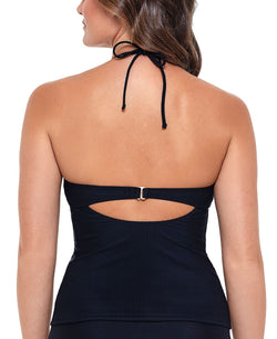 Salt + Cove Salt + Cove Juniors' Ribbed Halter Tankini Top Black thumbnail 3