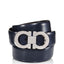 Salvatore Ferragamo Double Gancini Faceted Buckle Dress Belt Blue/Black