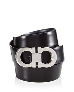 Salvatore Ferragamo Double Gancini Faceted Buckle Dress Belt Blue/Black thumbnail 2
