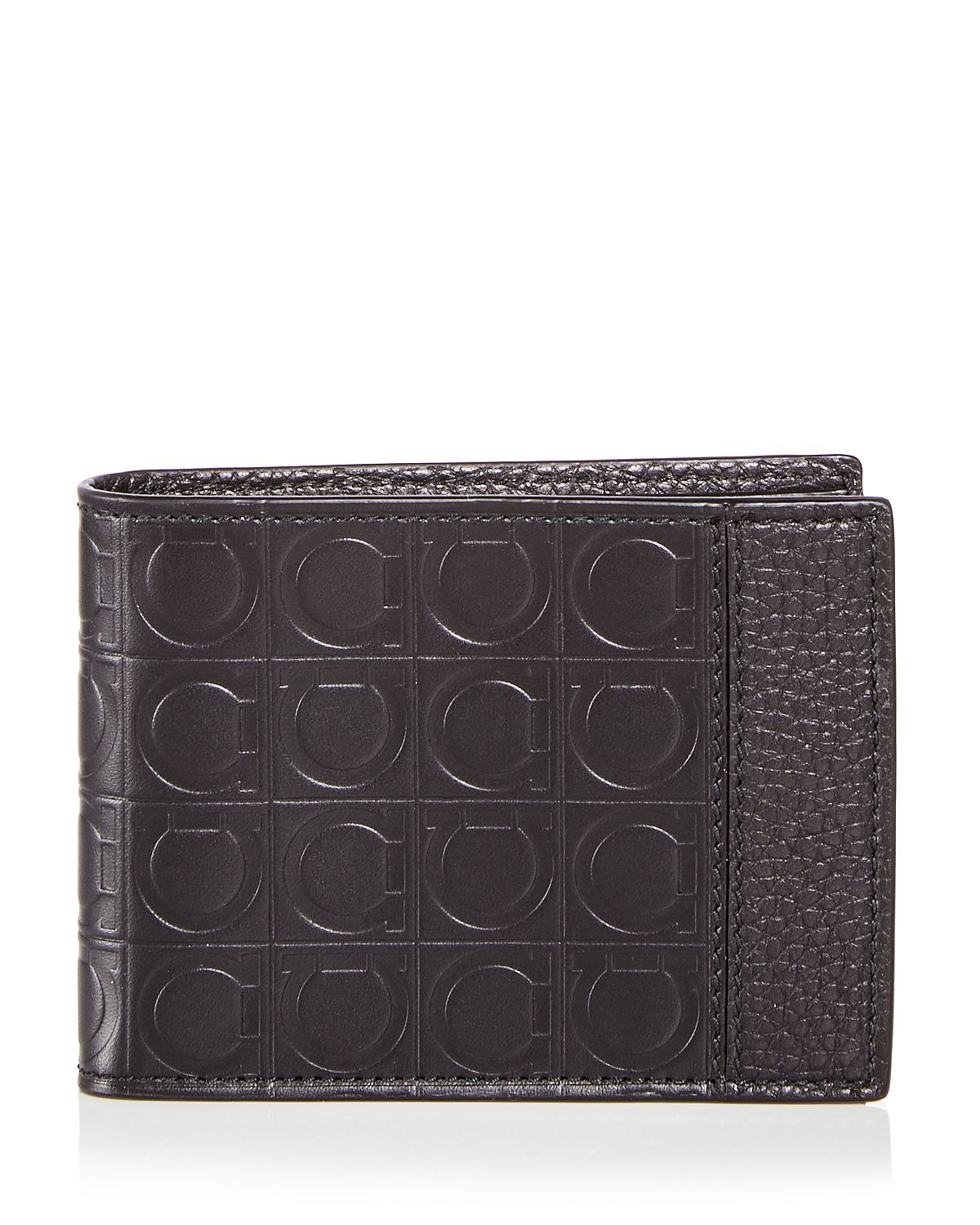 Salvatore Ferragamo Embossed Leather Bi-fold Wallet Black