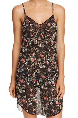 Sam Edelman Black-Floral Chemise with Lace thumbnail 1