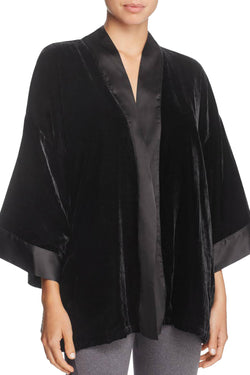 Sam Edelman Black/Navy Velvet Smoking Jacket/Wrap thumbnail 2