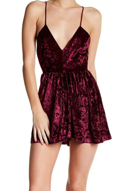Sam Edelman Burgundy Velvet Slip Romper thumbnail 3