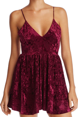 Sam Edelman Burgundy Velvet Slip Romper thumbnail 2